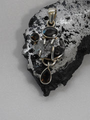 Natural Meteorite Stone Pendant 9 with Onyx and Topaz