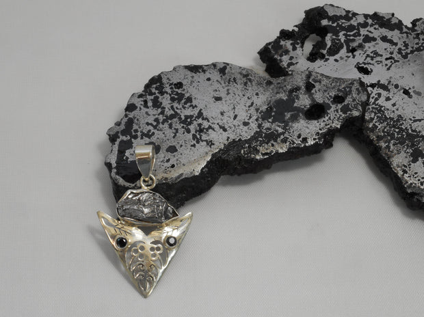 Meteorite and Sterling Pendant 5 with Onyx
