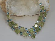 Prehnite Gemstones Necklace with Blue Topaz