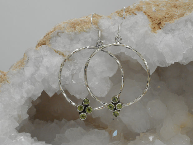 Peridot Cluster Sterling Hoop Earring Set 1