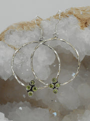 Peridot Cluster Sterling Hoop Earring Set 1