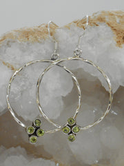 Peridot Cluster Sterling Hoop Earring Set 1