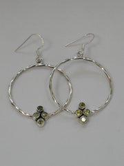 Peridot Cluster Sterling Hoop Earring Set 1