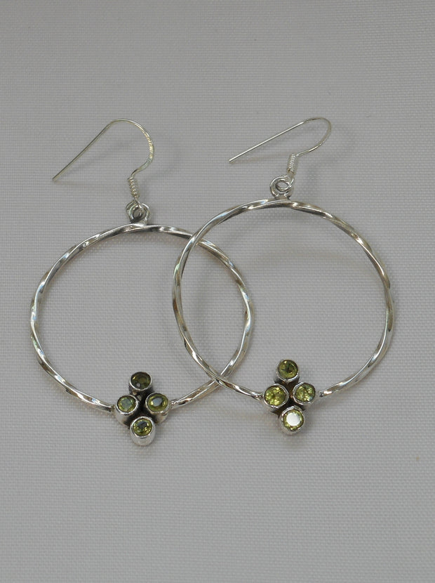 Peridot Cluster Sterling Hoop Earring Set 1