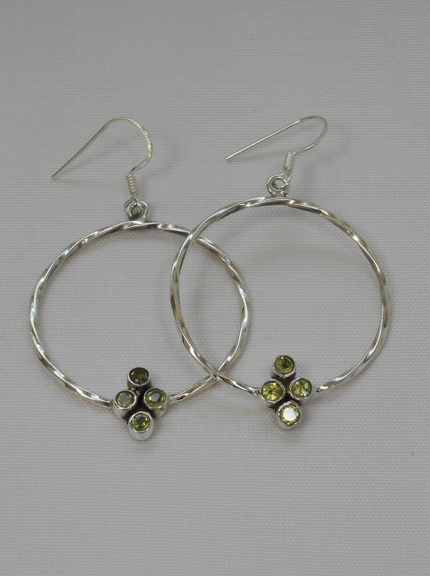 Peridot Cluster Sterling Hoop Earring Set 1