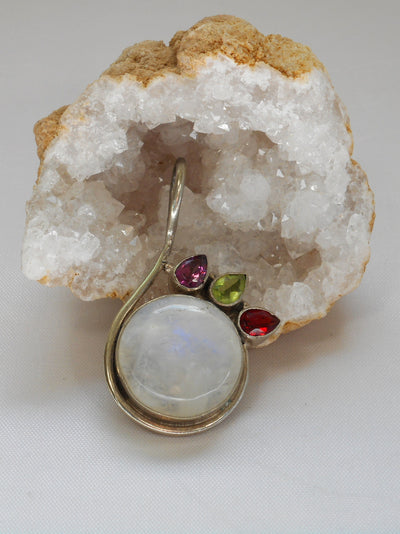 Moonstone Pendant 9 with Amethyst Quartz and Peridot