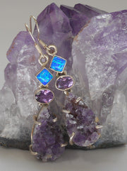 Amethyst Quartz Earring Set 2 with Opal