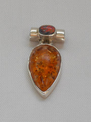 Amber Pendant 13 with Fire Opal