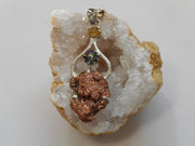 Native Copper Pendant 1 with Topaz and Citrine Quartz