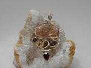 Native Copper Pendant 5 with Garnet and Citrine Quartz