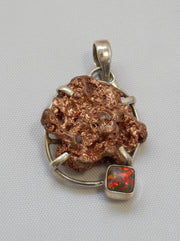 Native Copper Pendant 7 with Fire Opal