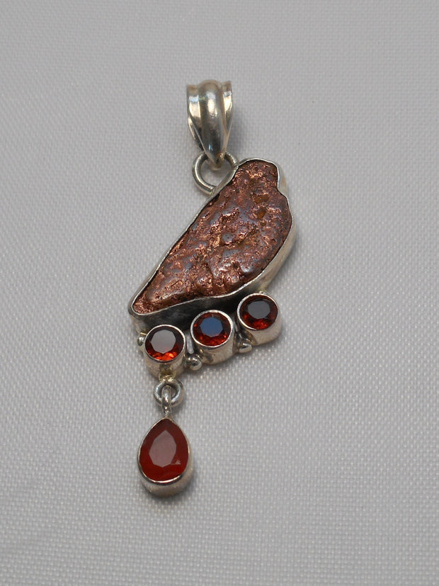 Native Copper Pendant 8 with Garnets
