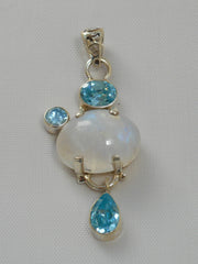 Moonstone Pendant 3 with Blue Topaz