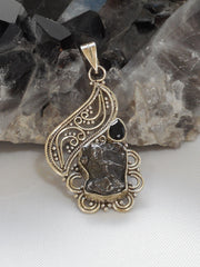 Meteorite and Sterling Pendant 3 with Onyx