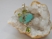 Tibetan Turquoise Pendant 9 with Peridot