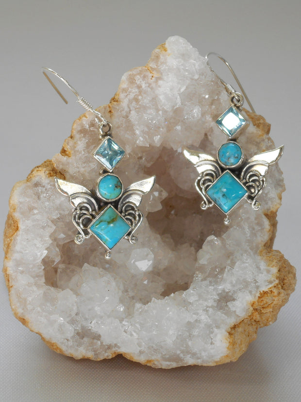 Artisan Turquoise Earring Set 1 with Blue Topaz