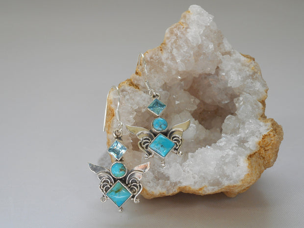 Artisan Turquoise Earring Set 1 with Blue Topaz