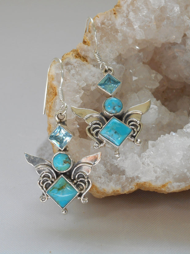 Artisan Turquoise Earring Set 1 with Blue Topaz
