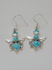 Artisan Turquoise Earring Set 1 with Blue Topaz