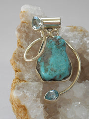 Artisan Turquoise Pendant 6 with Blue Topaz