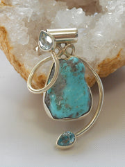 Artisan Turquoise Pendant 6 with Blue Topaz