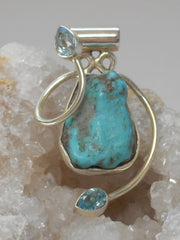 Artisan Turquoise Pendant 6 with Blue Topaz