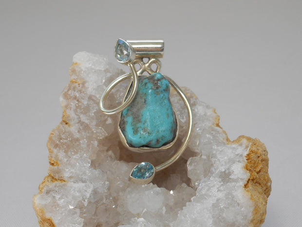 Artisan Turquoise Pendant 6 with Blue Topaz