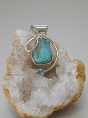 Artisan Turquoise Pendant 6 with Blue Topaz