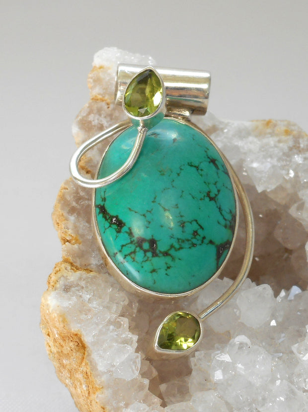 Tibetan Turquoise Pendant 10 with Citrine Quartz