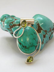 Tibetan Turquoise Pendant 10 with Citrine Quartz