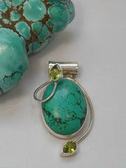 Tibetan Turquoise Pendant 10 with Citrine Quartz