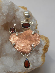 Native Copper Pendant 9 with Garnets