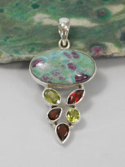 Ruby in Fuchsite Pendant 4 with Garnets and Citrine Quartz