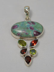 Ruby in Fuchsite Pendant 4 with Garnets and Citrine Quartz