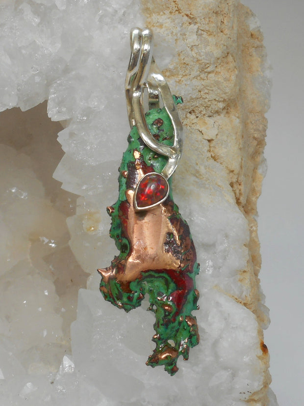Native Copper Artisan Pendant 1 with Fire Opal