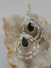 Black Onyx and Sterling Hoop Earring Set 2