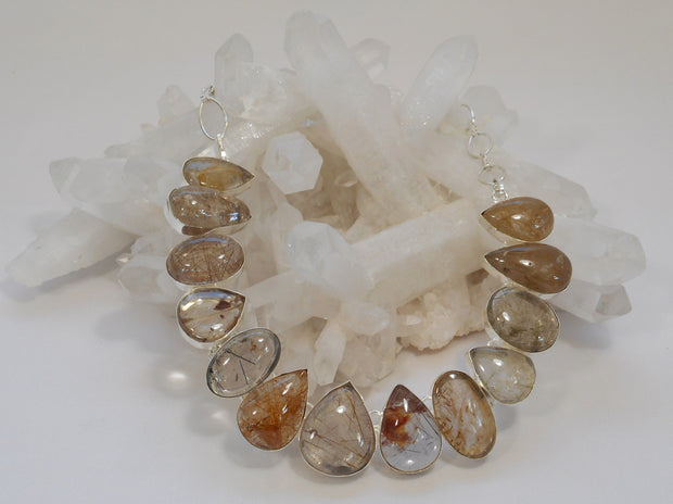 Golden Rutilated Quartz Crystal Gemstones Necklace 1
