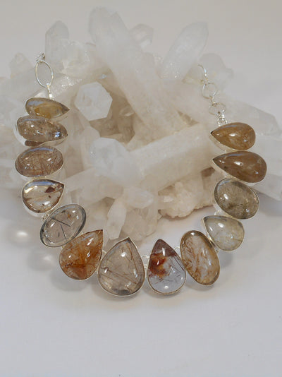 Golden Rutilated Quartz Crystal Gemstones Necklace 1