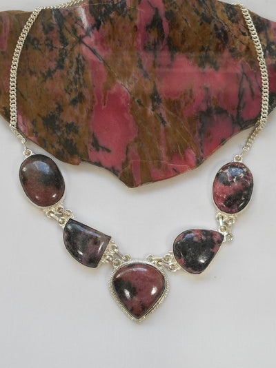 Rhodonite and Sterling Necklace 1