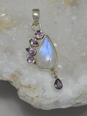 Moonstone and Amethyst Quartz Pendant 1