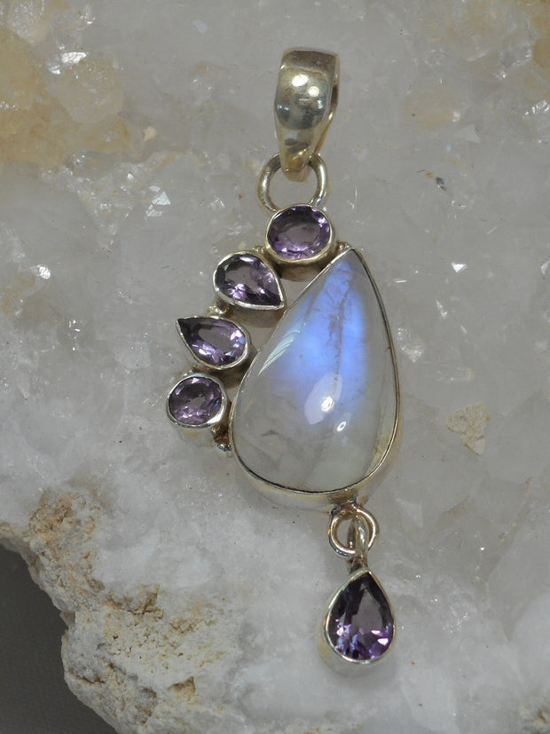 Moonstone and Amethyst Quartz Pendant 1