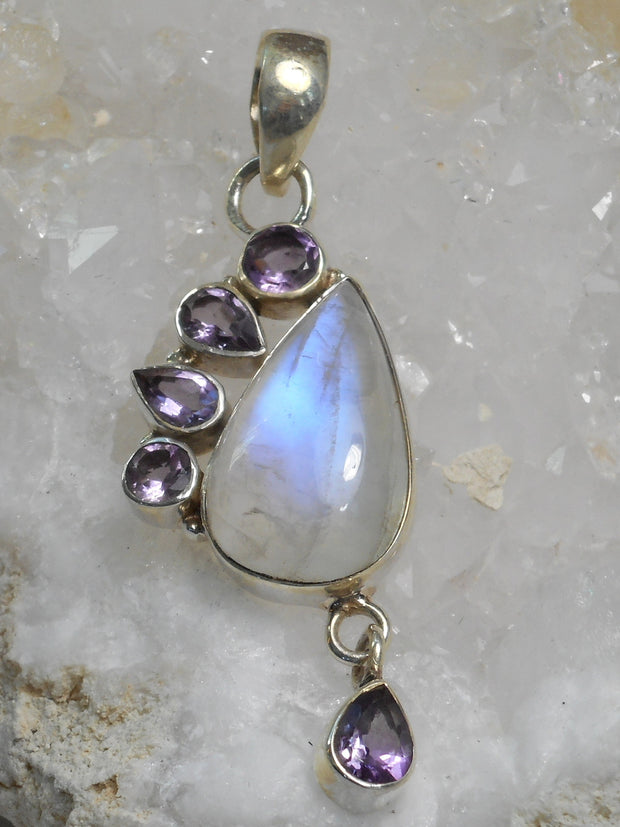 Moonstone and Amethyst Quartz Pendant 1