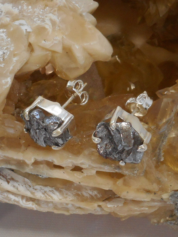 Sterling and Meteorite Earring Post Set 2 (Small)