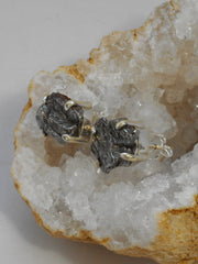 Sterling and Meteorite Earring Post Set 2 (Small)