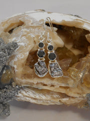 Sterling and Meteorite Earring Set 5 with Onyx