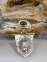 Herkimer Diamond Quartz Crystal and Sterling Pendant 1 with Onyx