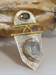 Herkimer Diamond Quartz Crystal and Sterling Pendant 1 with Onyx
