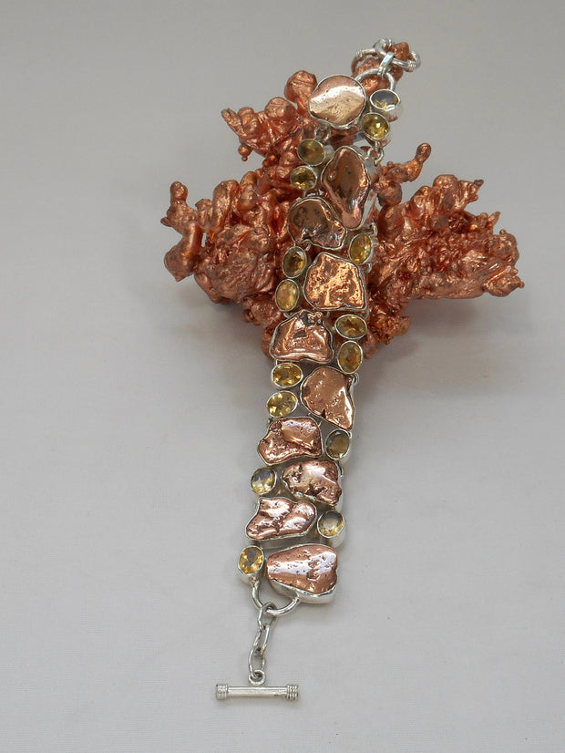 Native Copper and Citrine Quartz Bracelet