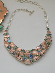 Native Copper and Fire Opal Gemstones Necklace 1