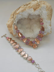 Native Copper and Pink Druzy Quartz Bracelet